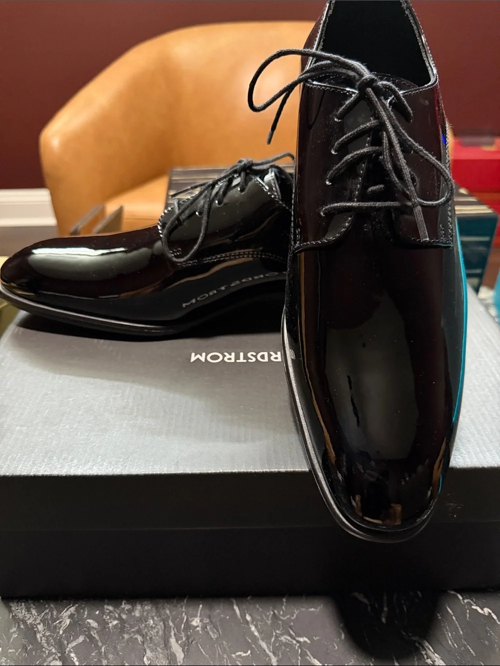 Nordstrom Men's Black Patent Lace-Up Oxfords